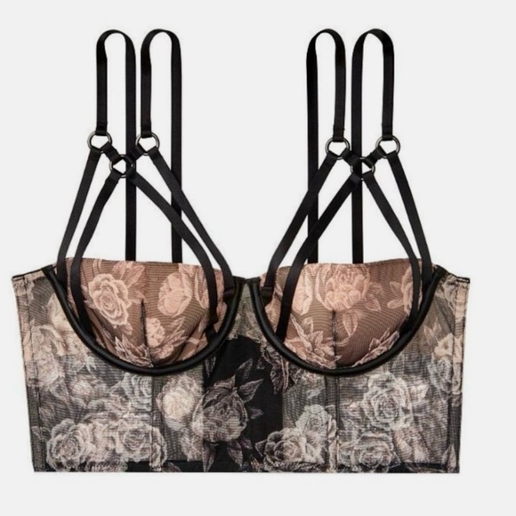 Victoria's Secret Other - 2019 Victoria’s Secret Luxe Floral Strappy Mesh Bustier Size 32D